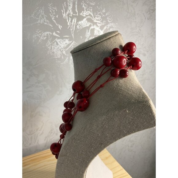 Tagua Necklace Red Organic Tagua Nut Jewelry - Picture 4 of 5
